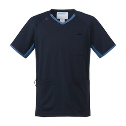 スクラブ（男女兼用） 3L ネイビー×ブルー 983-11