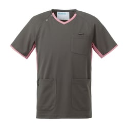 スクラブ（男女兼用） 4L グレー×ピンク 983-13