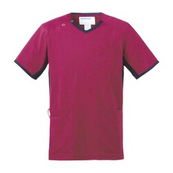 スクラブ（男女兼用） 4L プラム×ネイビー 983-45