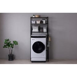 【美品】バスケット付き　ランドリーラック アイリスオーヤマBSSL-860 黒 美品】バスケット付き ランドリーラック アイリスオーヤマBSSL