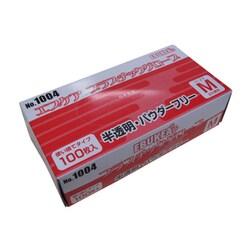 1004 [エブケアプラスチックグローブ（箱粉無 M 100枚入り]