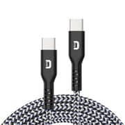 充電USBケーブル SuperCord USB-C to USB-C 100W 高耐久Kevlar素材 ブラック ZDC2CSK3-BK