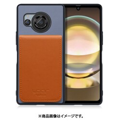 WORK56SCAO-BUCM-AR8 [AQUOS R8 用 折り畳み式カードポケット/本革/4枚収納 ブルーキャメル]
