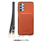 Galaxy A32 用 小銭入れ付きスマホケース/PUレザー/ストラップ付き オレンジ WORK24MPGX-OG-GA325G