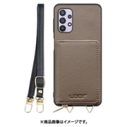 Galaxy A32 用 小銭入れ付きスマホケース/本革/ストラップ付き グレージュ WORK25MPGX-GB-GA325G