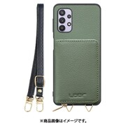 Galaxy A32 用 小銭入れ付きスマホケース/本革/ストラップ付き ダルグリーン WORK25MPGX-DG-GA325G