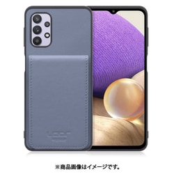 Galaxy A32 用 折り畳み式カードポケット/本革/4枚収納 ブルー WORK56SCGX-BU-GA325G