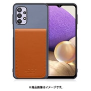 Galaxy A32 用 折り畳み式カードポケット/本革/4枚収納 ブルーキャメル WORK56SCGX-BUCM-GA325G