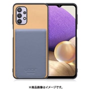 Galaxy A32 用 折り畳み式カードポケット/本革/4枚収納 ベージュブルー WORK56SCGX-BGBU-GA325G