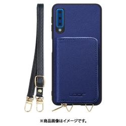 Galaxy A7 用 小銭入れ付きスマホケース/PUレザー/ストラップ付き ネイビー WORK24MPGX-NY-A7