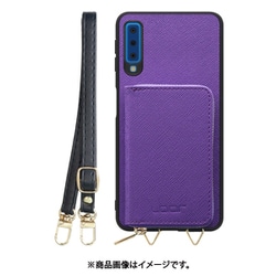 Galaxy A7 用 小銭入れ付きスマホケース/PUレザー/ストラップ付き バイオレット WORK24MPGX-VL-A7