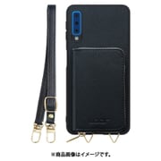 Galaxy A7 用 小銭入れ付きスマホケース/PUレザー/ストラップ付き ブラック WORK24MPGX-BK-A7