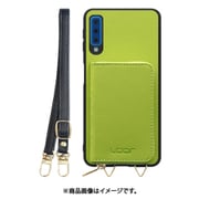 Galaxy A7 用 小銭入れ付きスマホケース/PUレザー/ストラップ付き ライムグリーン WORK24MPGX-LG-A7