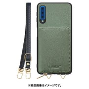 Galaxy A7 用 小銭入れ付きスマホケース/本革/ストラップ付き ダルグリーン WORK25MPGX-DG-A7