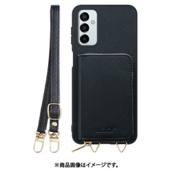 Galaxy M23 用 小銭入れ付きスマホケース/PUレザー/ストラップ付き ブラック WORK24MPGX-BK-GM23