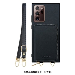 Galaxy Note 20 Ultra 用 小銭入れ付きスマホケース/PUレザー/ストラップ付き ブラック WORK24MPGX-BK-GN20U5G