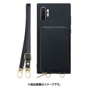 Galaxy Note10+ 用 小銭入れ付きスマホケース/PUレザー/ストラップ付き ブラック WORK24MPGX-BK-N10P