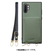Galaxy Note10+ 用 小銭入れ付きスマホケース/本革/ストラップ付き ダルグリーン WORK25MPGX-DG-N10P