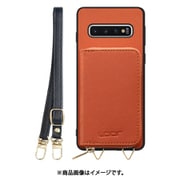 Galaxy S10 用 小銭入れ付きスマホケース/PUレザー/ストラップ付き オレンジ WORK24MPGX-OG-S10