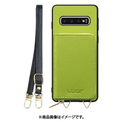 Galaxy S10 用 小銭入れ付きスマホケース/PUレザー/ストラップ付き ライムグリーン WORK24MPGX-LG-S10