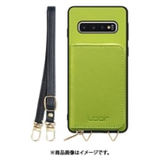 Galaxy S10 用 小銭入れ付きスマホケース/PUレザー/ストラップ付き ライムグリーン WORK24MPGX-LG-S10