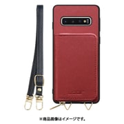 Galaxy S10 用 小銭入れ付きスマホケース/PUレザー/ストラップ付き レッド WORK24MPGX-RD-S10