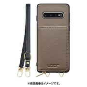 Galaxy S10 用 小銭入れ付きスマホケース/本革/ストラップ付き グレージュ WORK25MPGX-GB-S10