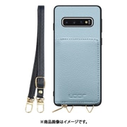 Galaxy S10 用 小銭入れ付きスマホケース/本革/ストラップ付き スカイブルー WORK25MPGX-BU-S10