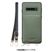 Galaxy S10 用 小銭入れ付きスマホケース/本革/ストラップ付き ダルグリーン WORK25MPGX-DG-S10