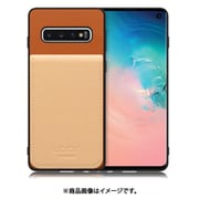 Galaxy S10 用 折り畳み式カードポケット/本革/4枚収納 キャメルベージュ WORK56SCGX-CMBG-S10