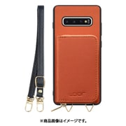 Galaxy S10+ 用 小銭入れ付きスマホケース/PUレザー/ストラップ付き オレンジ WORK24MPGX-OG-S10P