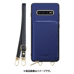 Galaxy S10+ 用 小銭入れ付きスマホケース/PUレザー/ストラップ付き ネイビー WORK24MPGX-NY-S10P