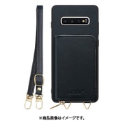 Galaxy S10+ 用 小銭入れ付きスマホケース/PUレザー/ストラップ付き ブラック WORK24MPGX-BK-S10P