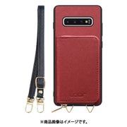 Galaxy S10+ 用 小銭入れ付きスマホケース/PUレザー/ストラップ付き レッド WORK24MPGX-RD-S10P
