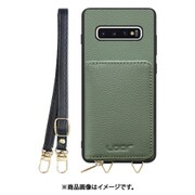 Galaxy S10+ 用 小銭入れ付きスマホケース/本革/ストラップ付き ダルグリーン WORK25MPGX-DG-S10P