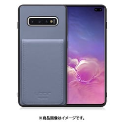 Galaxy S10+ 用 折り畳み式カードポケット/本革/4枚収納 ブルー WORK56SCGX-BU-S10P
