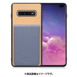 Galaxy S10+ 用 折り畳み式カードポケット/本革/4枚収納 ベージュブルー WORK56SCGX-BGBU-S10P