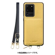 Galaxy S20 Ultra 用 小銭入れ付きスマホケース/本革/ストラップ付き ジャスミンイエロー WORK25MPGX-YL-GS20U