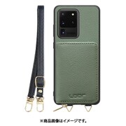 Galaxy S20 Ultra 用 小銭入れ付きスマホケース/本革/ストラップ付き ダルグリーン WORK25MPGX-DG-GS20U