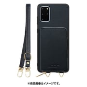 Galaxy S20+ 用 小銭入れ付きスマホケース/PUレザー/ストラップ付き ブラック WORK24MPGX-BK-GS20P