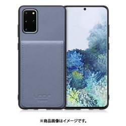 Galaxy S20+ 用 折り畳み式カードポケット/本革/4枚収納 ブルー WORK56SCGX-BU-GS20P