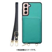 Galaxy S21+5G 用 小銭入れ付きスマホケース/PUレザー/ストラップ付き ターコイズ WORK24MPGX-TQ-GS21P