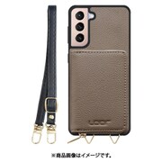 Galaxy S21+5G 用 小銭入れ付きスマホケース/本革/ストラップ付き グレージュ WORK25MPGX-GB-GS21P