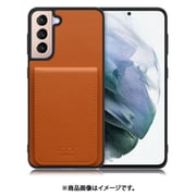 Galaxy S21+5G 用 折り畳み式カードポケット/本革/4枚収納 キャメル WORK56SCGX-CM-GS21P