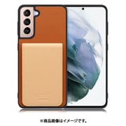 Galaxy S21+5G 用 折り畳み式カードポケット/本革/4枚収納 キャメルベージュ WORK56SCGX-CMBG-GS21P