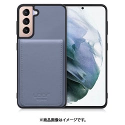 Galaxy S21+5G 用 折り畳み式カードポケット/本革/4枚収納 ブルー WORK56SCGX-BU-GS21P