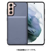Galaxy S21+5G 用 折り畳み式カードポケット/本革/4枚収納 ブルー WORK56SCGX-BU-GS21P