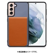 Galaxy S21+5G 用 折り畳み式カードポケット/本革/4枚収納 ブルーキャメル WORK56SCGX-BUCM-GS21P