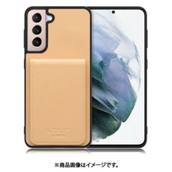 Galaxy S21+5G 用 折り畳み式カードポケット/本革/4枚収納 ベージュ WORK56SCGX-BG-GS21P