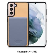 Galaxy S21+5G 用 折り畳み式カードポケット/本革/4枚収納 ベージュブルー WORK56SCGX-BGBU-GS21P